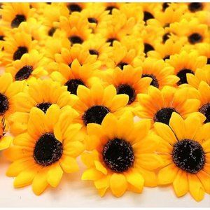 50 Count | Sunflower Heads Artificial Floral Wedding Bouquet Decor ~ New
